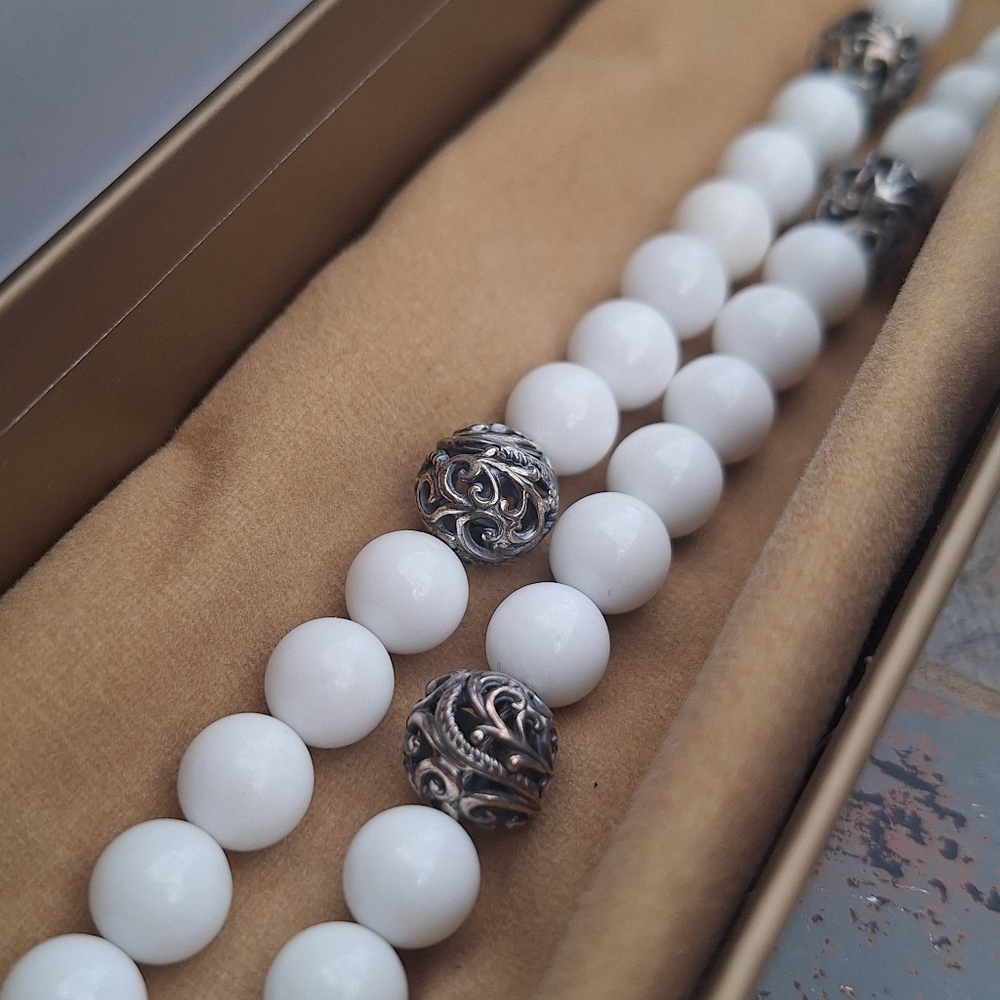 Final price drop-Carolyn Pollack Retired Relios 16"-18" White Agate Necklace - Picture 3 of 12